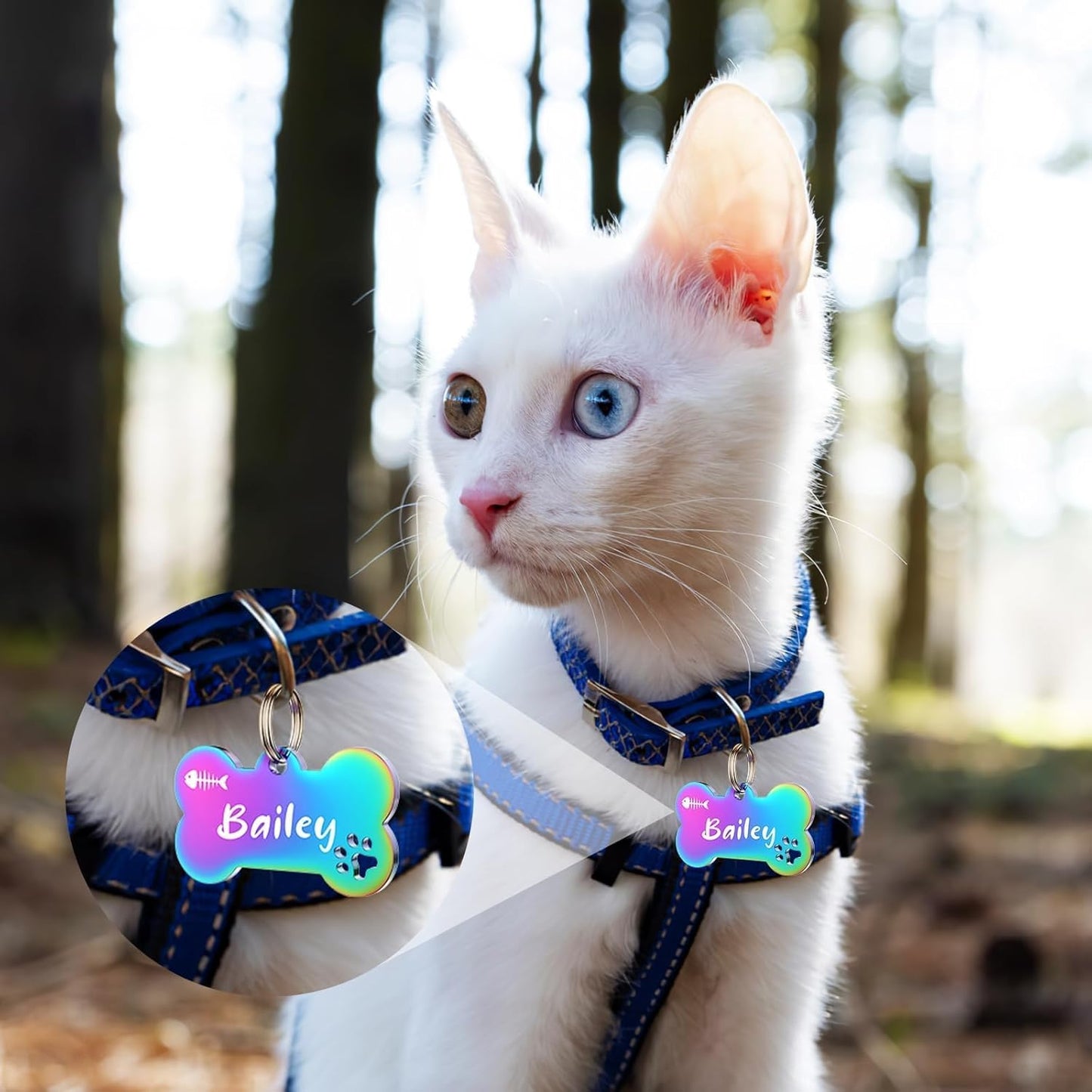 Dog Tags Engraved for Pets - YEHANTI Personalized Dog Tags with Lovely Icons, Durable Stainless Steel Pet ID Tags for Small Large Dogs Cats, Custom Dog Name Tags Engraved on Both Sides (Bone)