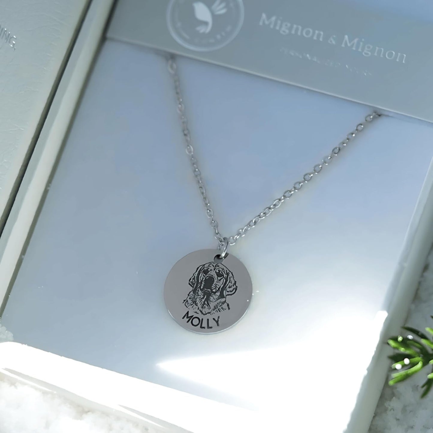 MignonandMignon Personalized Pet Portrait Necklace – Custom Jewelry Gift for Dog or Cat Lovers Unique Holiday Gifts for Her -LCN-AP