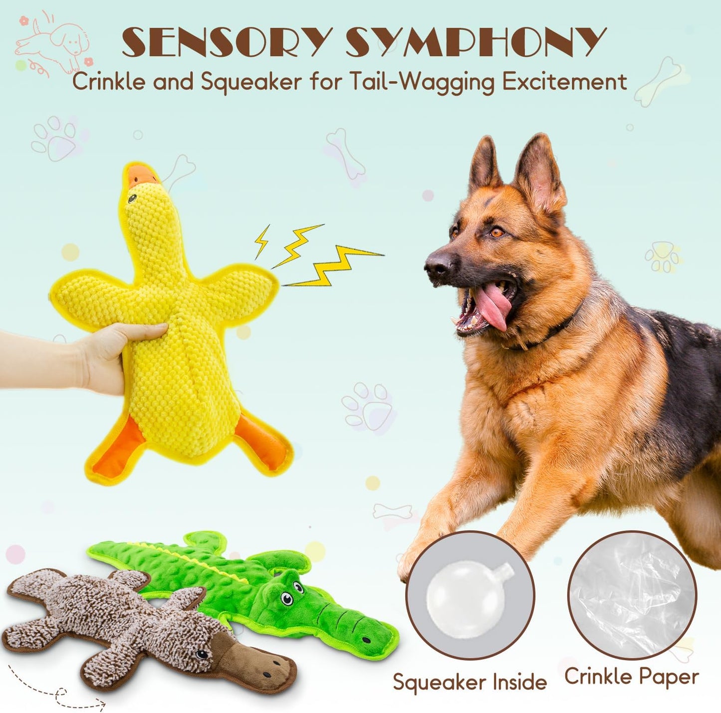 No Stuffing Dog Squeak Toys-3 Pack Chew Toys for Small Medium Large Breed- Durable Puppy Teething Interactive to Keep Them Busy- Best Birthday Gift