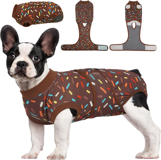 Kuoser Dog Recovery Suit for Post-Surgery Care, Spay Neuter Bodysuit for Female & Male Dogs, Anti-Licking Surgical Onesie, Snug Fit for Abdominal Wound Protection & Skin Healing, Brown S