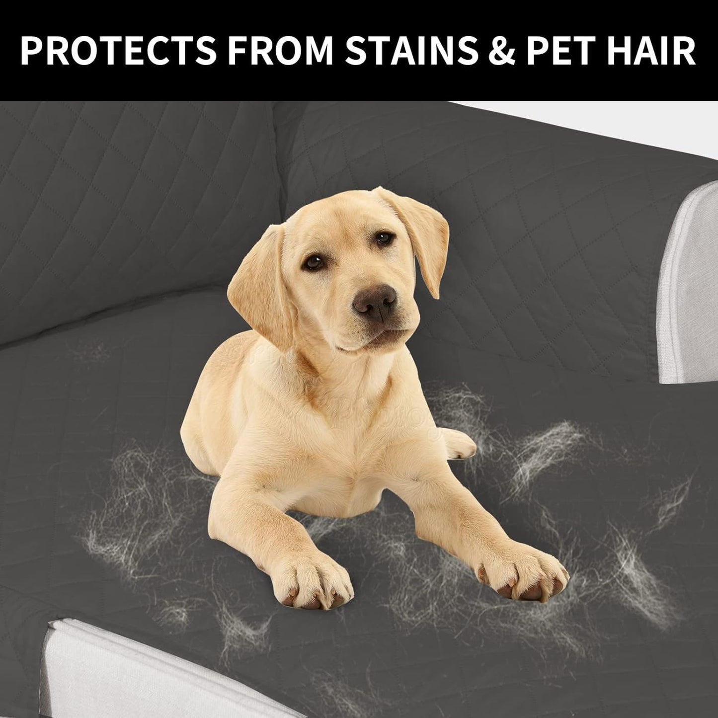 Easy-Going Reversible Chaise Lounge Couch Cover Water Resistant Sofa Cover Sectional L Shaped Sofa Slipcover with Adjustable Straps Furniture Protector for Dogs (115X34 in, Dark Gray/Dark Gray)