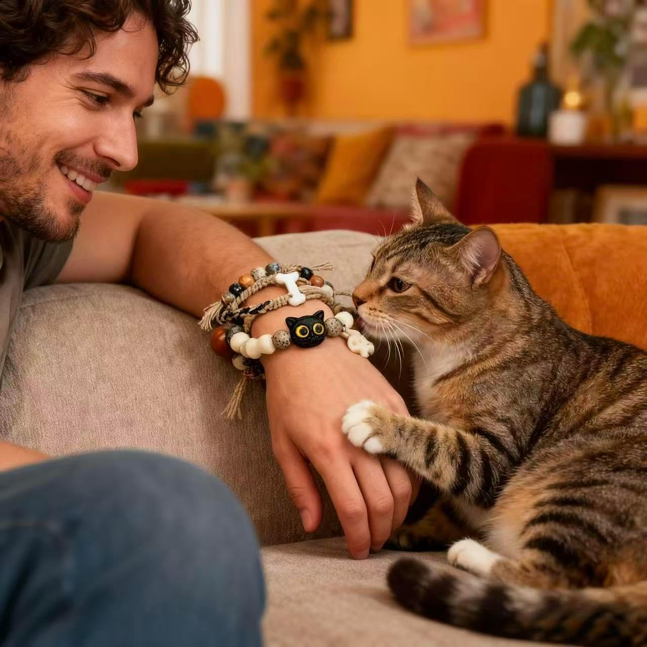 LINGYUAN 2 PCS Pet Memorial Gifts for Cats, Rainbow Bridge Bracelet for Beloved Cat Loss of Pet Remembrance Gifts