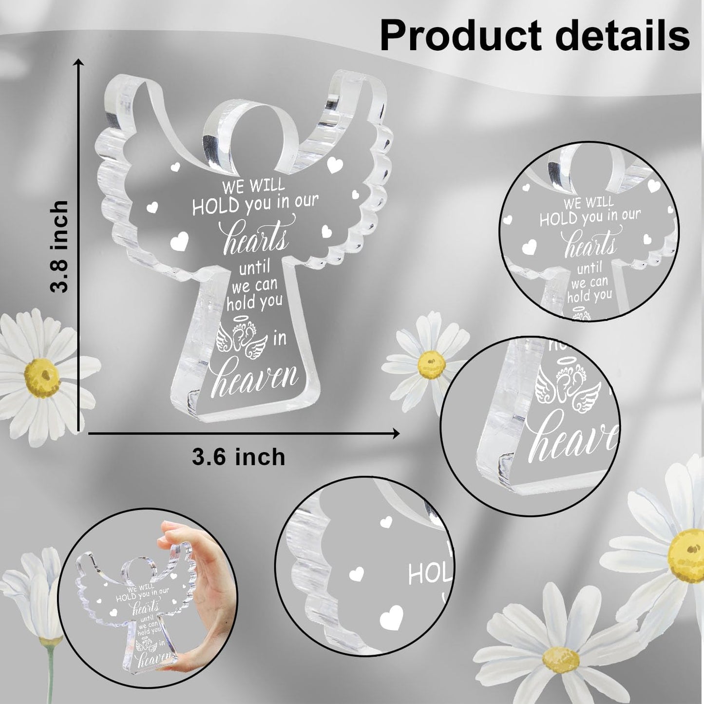 Miscarriage Gifts for Mothers, Remembrance Gift, Sympathy Gifts, Remember Me Grieving Present, Baby Footprint Memorial Angel Acrylic Sign, Infant Loss Sympathy Gift, Funeral in Memory of Loss of Baby