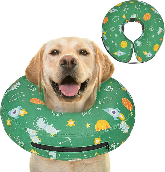 Inflatable Dog Cone Collar for After Surgery, Dog Donut Collar After Surgery, Soft Pet Cone for Small Medium Large Dogs to Stop Licking