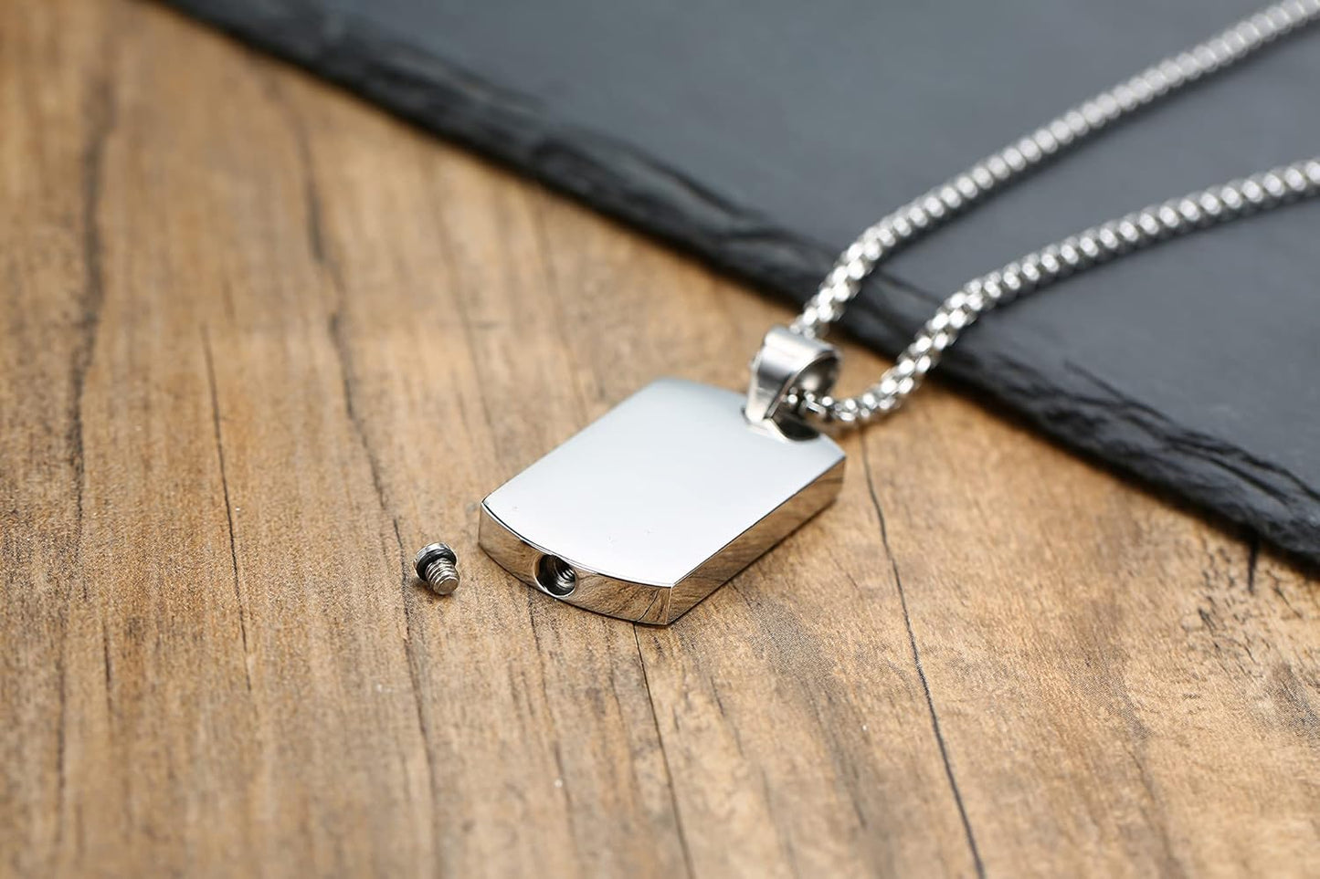 VNOX Personalized Customizable Photo Text Cremation Urn Necklace for Ashes Holder Dog Tag Pendant Family Pet Memorial Keepsake Jewelry for Men Women