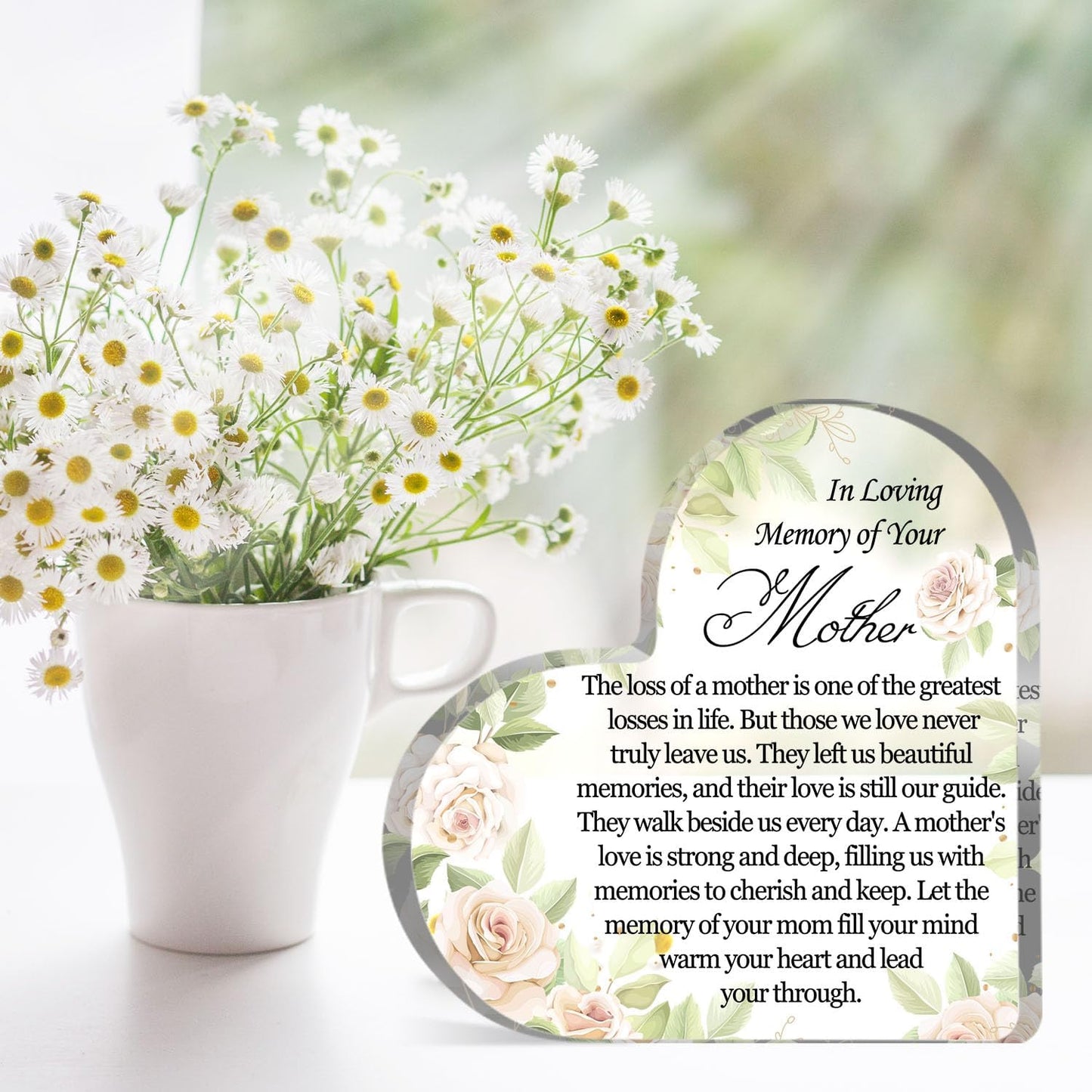 Sympathy Memorial Gift for Loss of Mother Mom Bereavement Remembrance Floral Paperweight Funeral Grief Decor Condolence Memorial Keepsake for Table Home Decorations