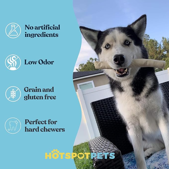 hotspot pets 8-9 Inch Large Rawhide Dog Chew Rolls (20 Pack) - Made from Grass Fed Cows - Great for Dental & Oral Care for Aggressive Chewers Large Dogs, Single Ingredient Treat