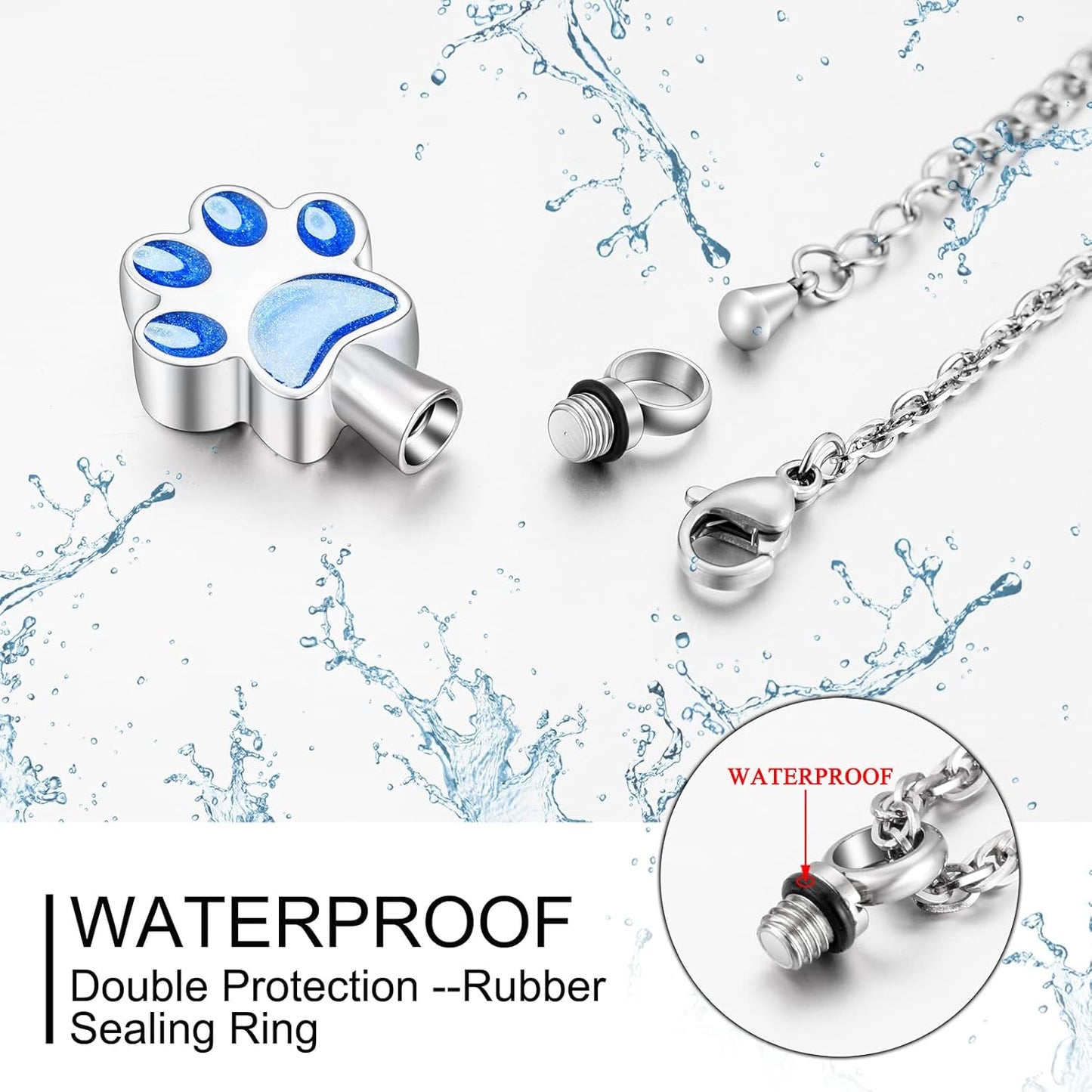 abooxiu Paw Print Urn Necklace for Ashes Cremation Necklace for Pet Ashes Stainless Steel Ash Necklace Memorial Ash Holder