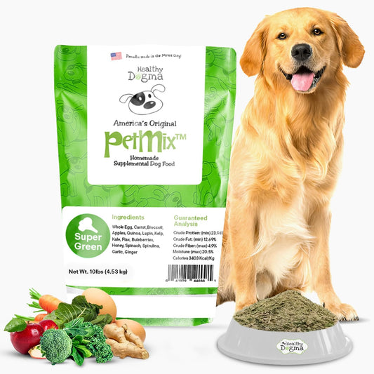 Healthy Dogma - PetMix Dehydrated Dog Food, Clean Ingredient Food - No Preservatives, Homemade Dog Food (Super Green, 10 lbs)