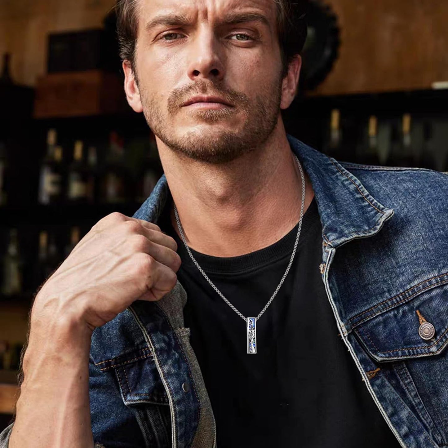 Urn Necklaces for Ashes Sterling Silver 3D Vertical Bar Memorial Pendant for Loved Ones Keepsake Cremation Jewelry Gifts for Women Men