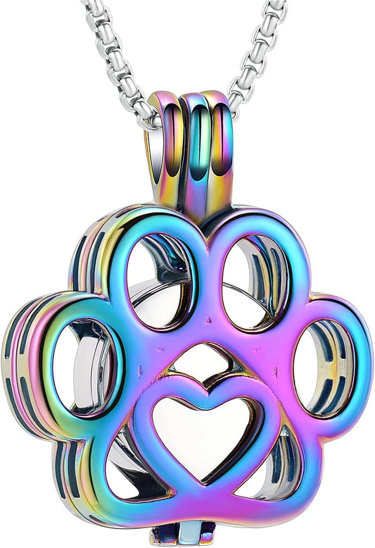 Oinsi Pet Cremation Jewelry For Ashes For Dog/Cat Paw Stainless Steel Memorial Locket Urn Necklace Inside Mini Case Keepsake Cremation Jewelry Women Men