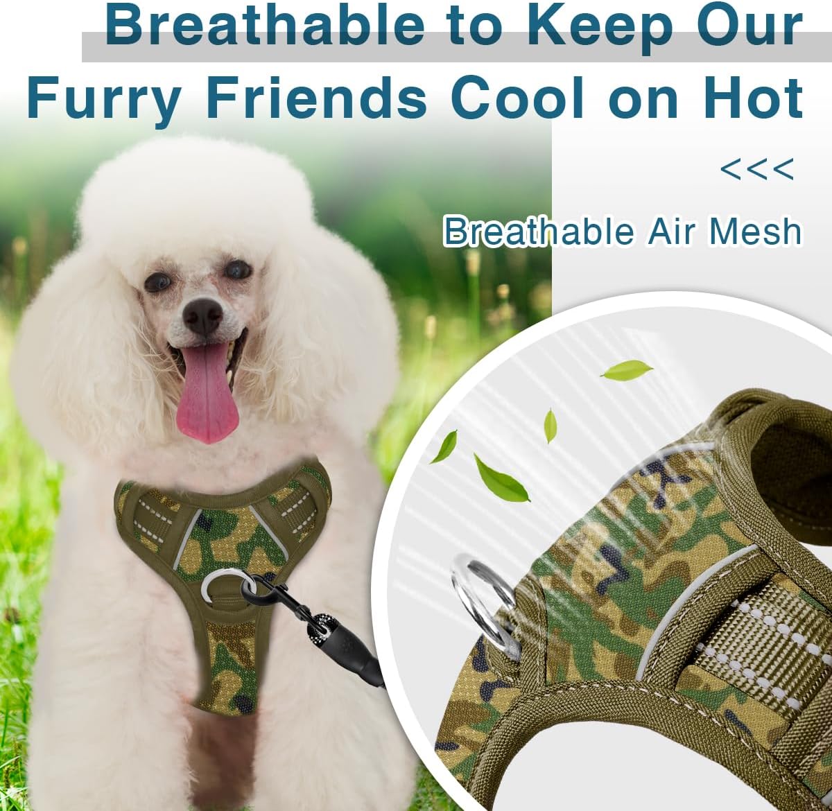 BARKBAY Dog Harness No Pull with ID Tag Pocket - Heavy Duty, Reflective, Easy Control for Large Dogs(Camo,XS)