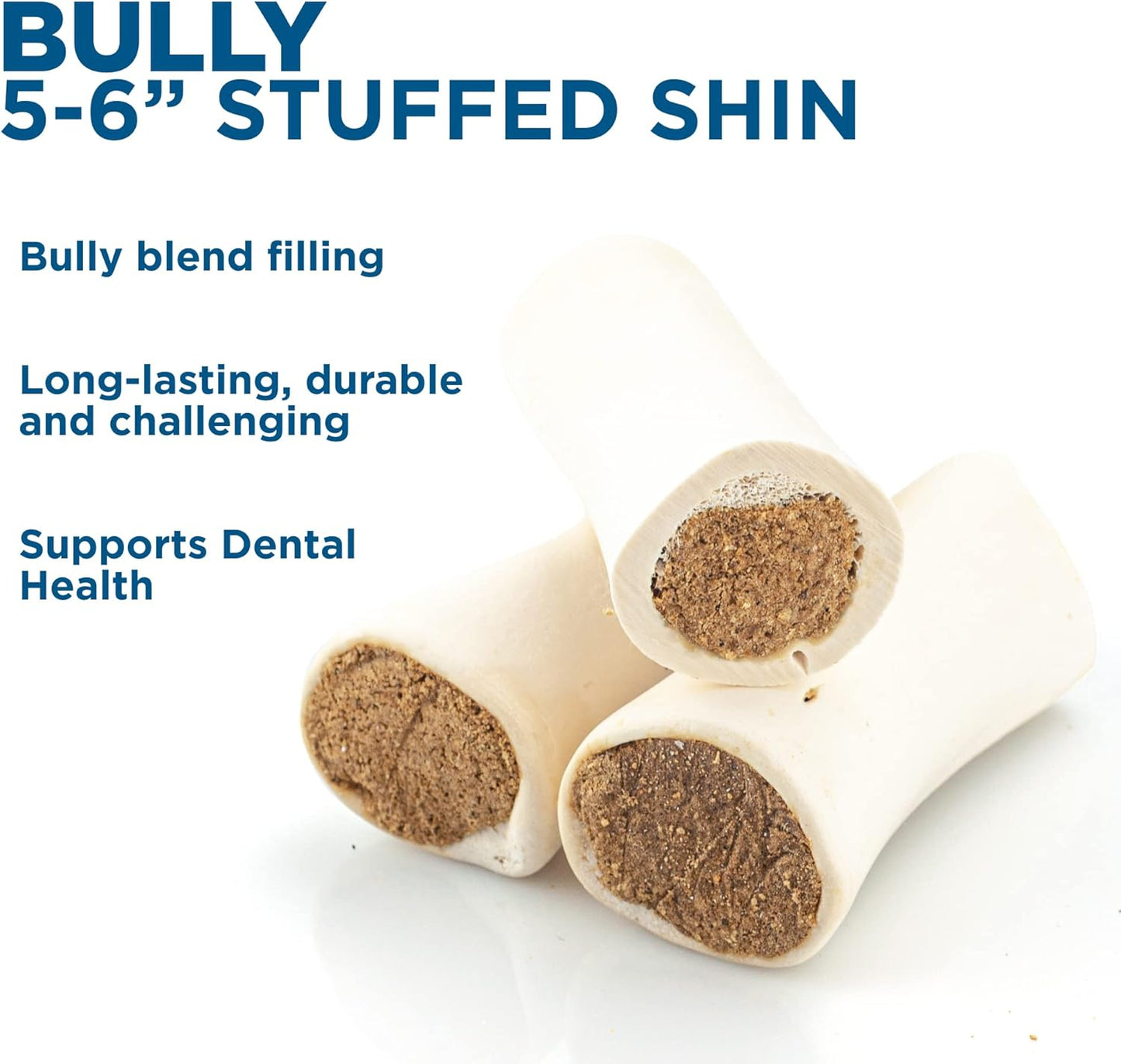 Best Bully Sticks 5-6 Inch Bully Filled Shin Bones for Dogs - 5 Count (Pack of 1) - Easily Digestible, Long-Lasting, Refillable Treat