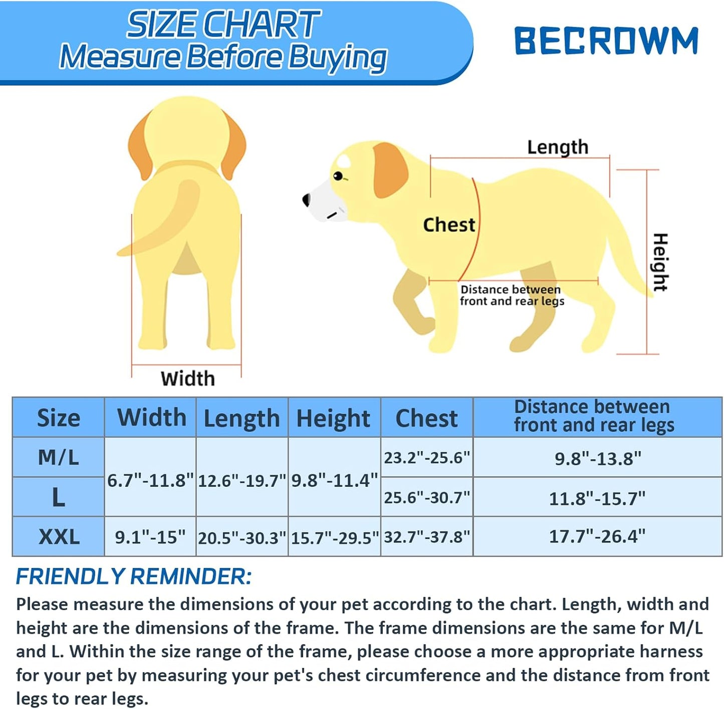 Dog Wheelchair for Back Legs, Light Weight Dog&Cat&Pets Wheelchair Cart with Disabled Hind Legs Walking, Adjustable Doggy Wheelchair Cart with Wheels for Back Legs