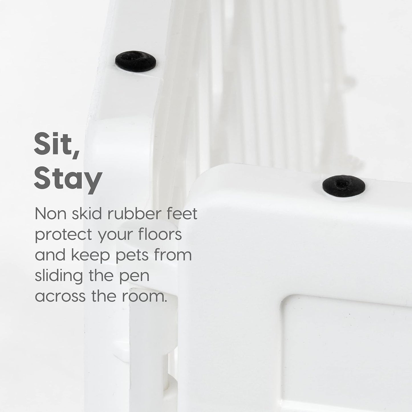 IRIS USA 34" 8-Panel Dog Playpen with Door, 63 x 63 x 35, Puppy Playpen, Dog Play Pen Indoors, Pet Fence, Puppies/Small Dogs, White