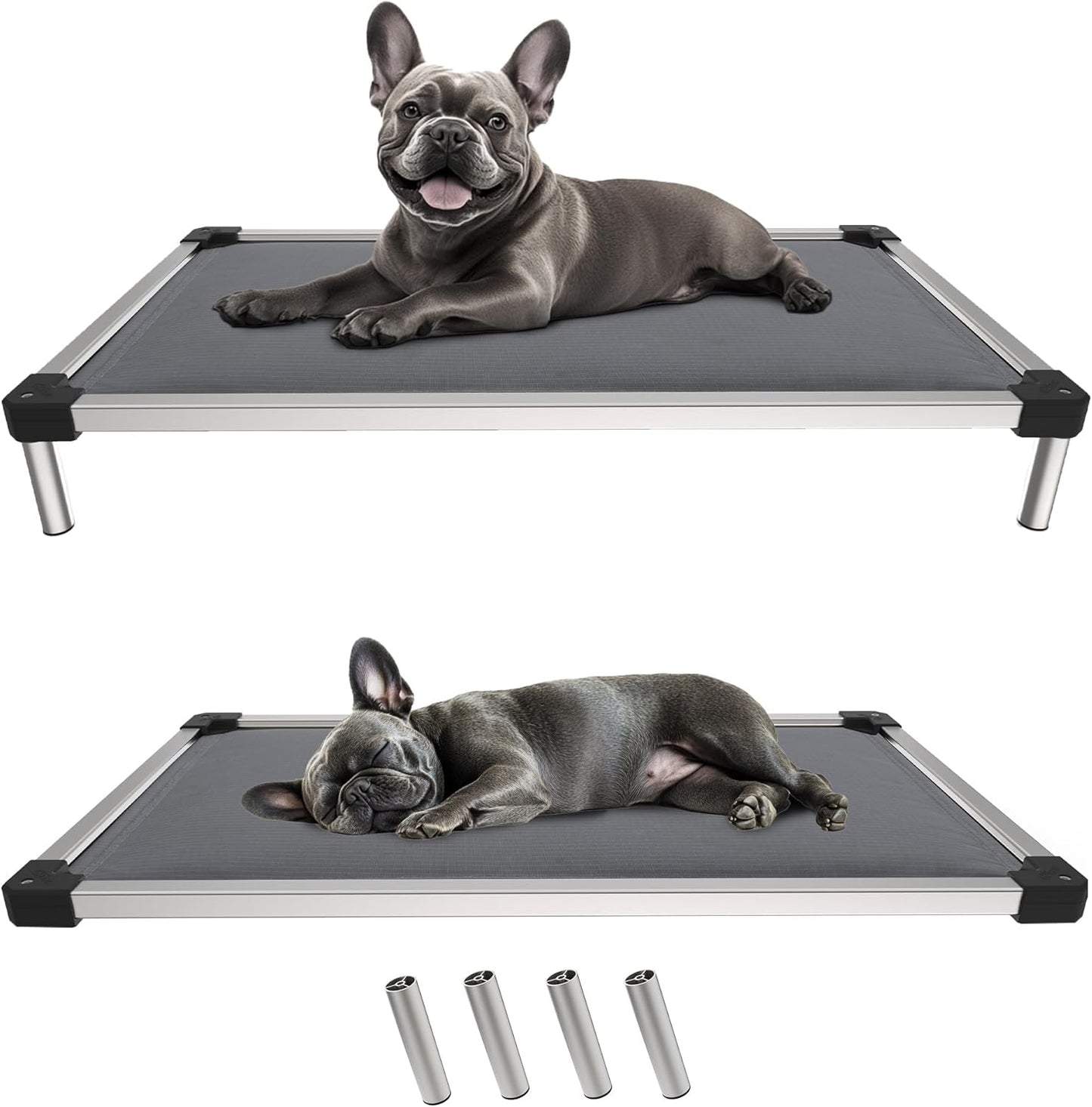 FXW TitanNest Chew-Proof Elevated Dog Bed, Raised Cot for Indoor/Outdoor/Camping Use, Durable & Washable Padded Pet Bed for Extra-Small Dogs, 29.0" L x 18.0" W x 4.5" H, Gray