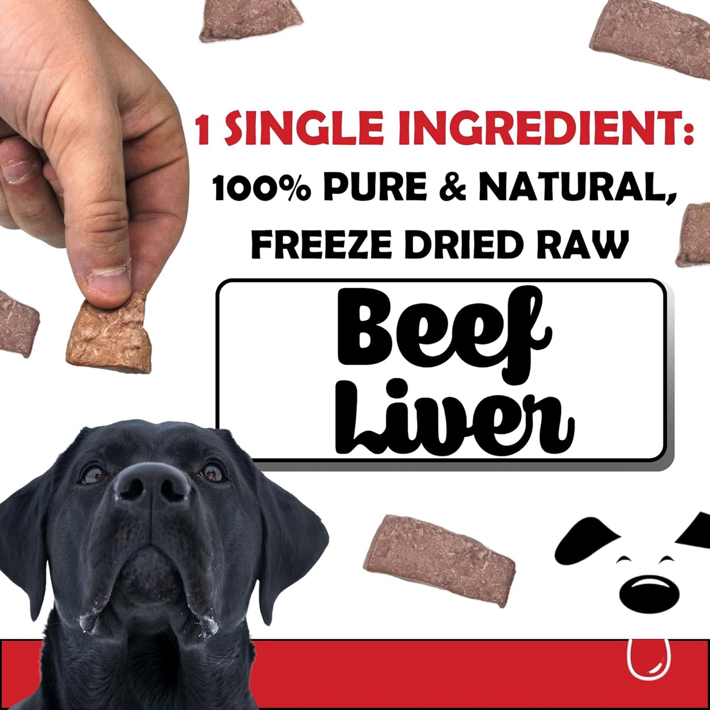 Freeze Dried Raw Beef Liver Dog Treats - Limited Ingredient, Preservative Free, High Protein, Low Fat Dog Treats - Raw Single Ingredient Treats for Pets - 4 oz