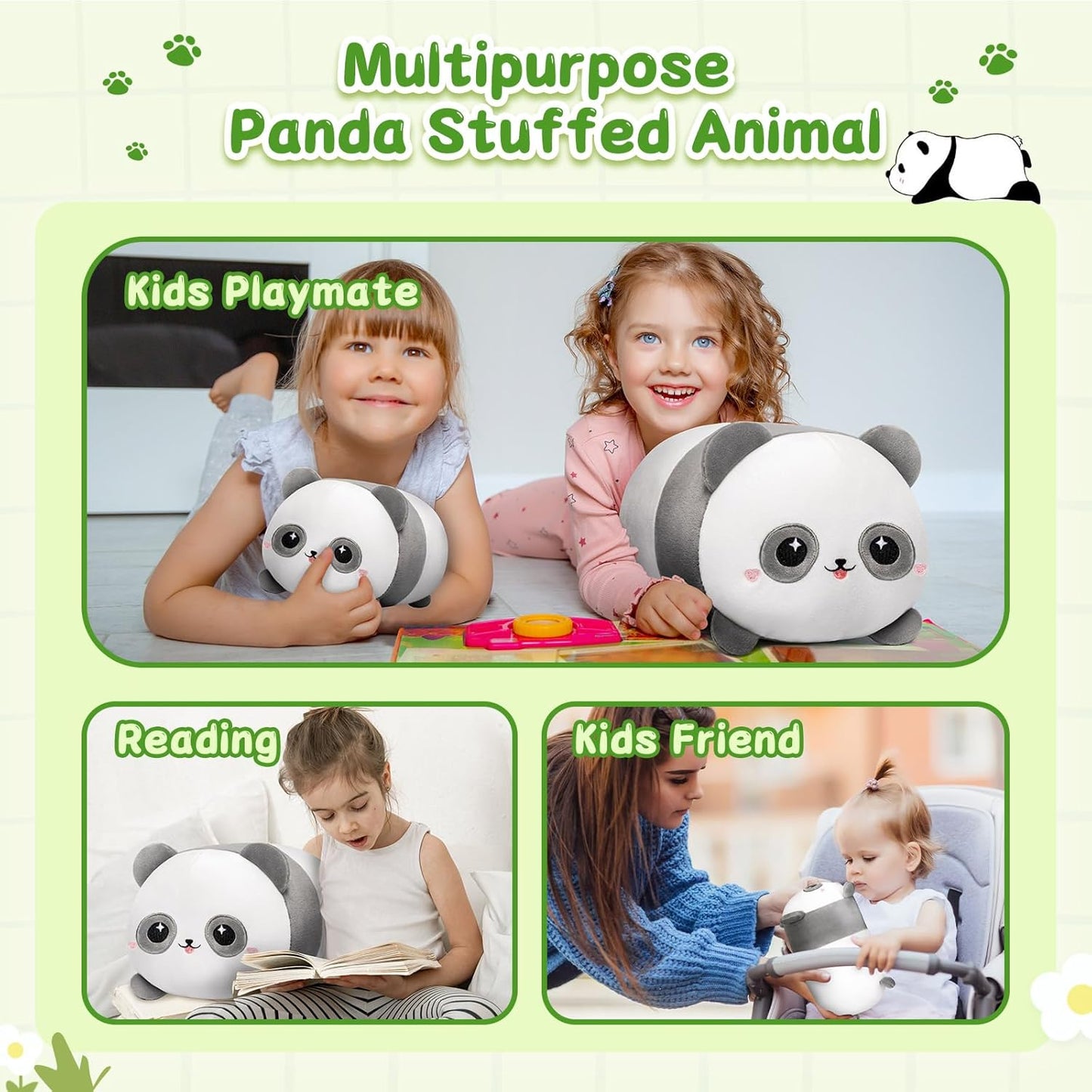 Panda Plush, Cute Panda Plushies Toy, Soft Plushie Cuddle Pillow, Anime Plushie Doll, Cute Stuff Toys Gift for Girls, Boys and Males (16 Inch)