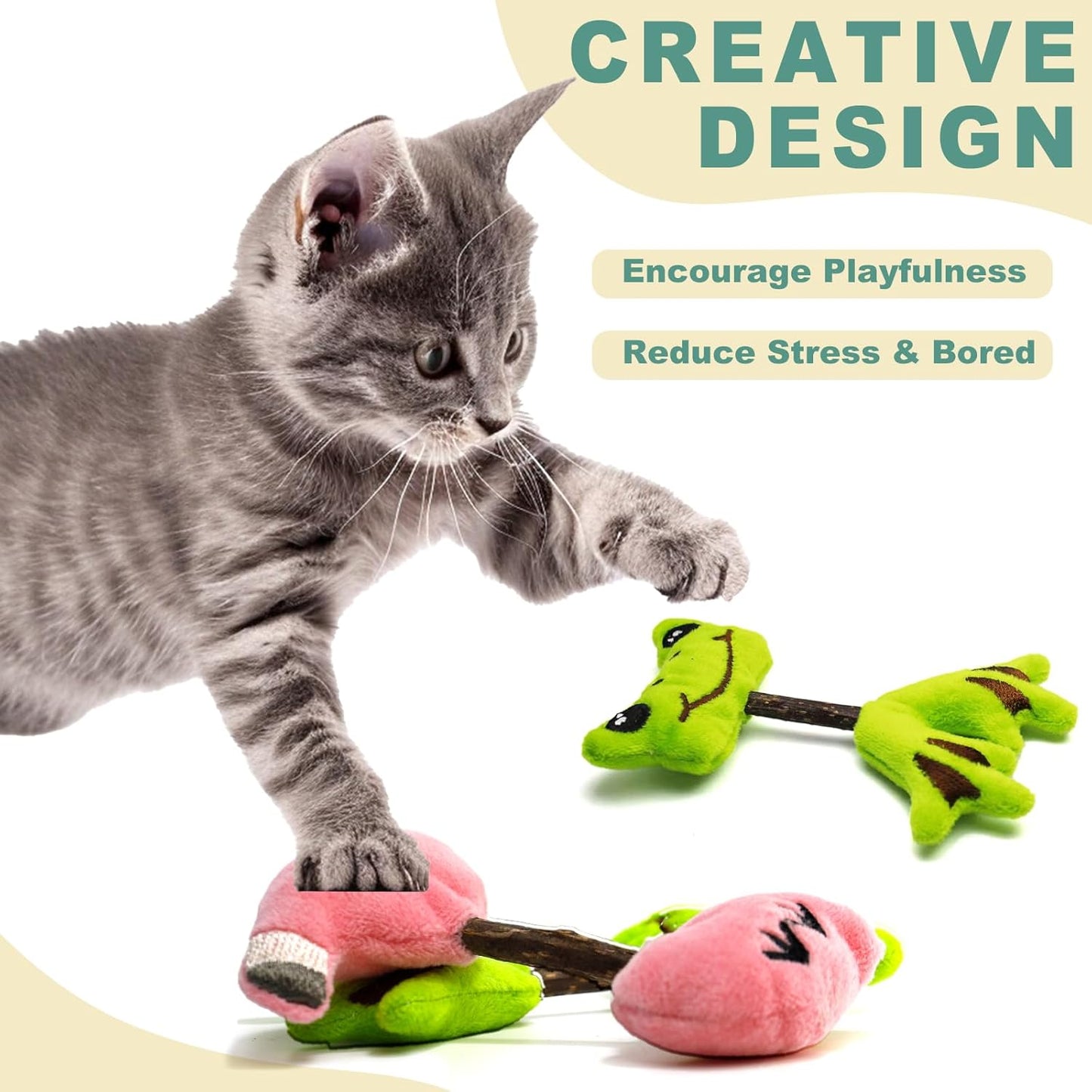 Matatabi Silvervine Sticks Cat Toys for Indoor Cats, Cat Dental Toy for Kitten Teeth Cleaning, Crinkle Sound Catnip Toys