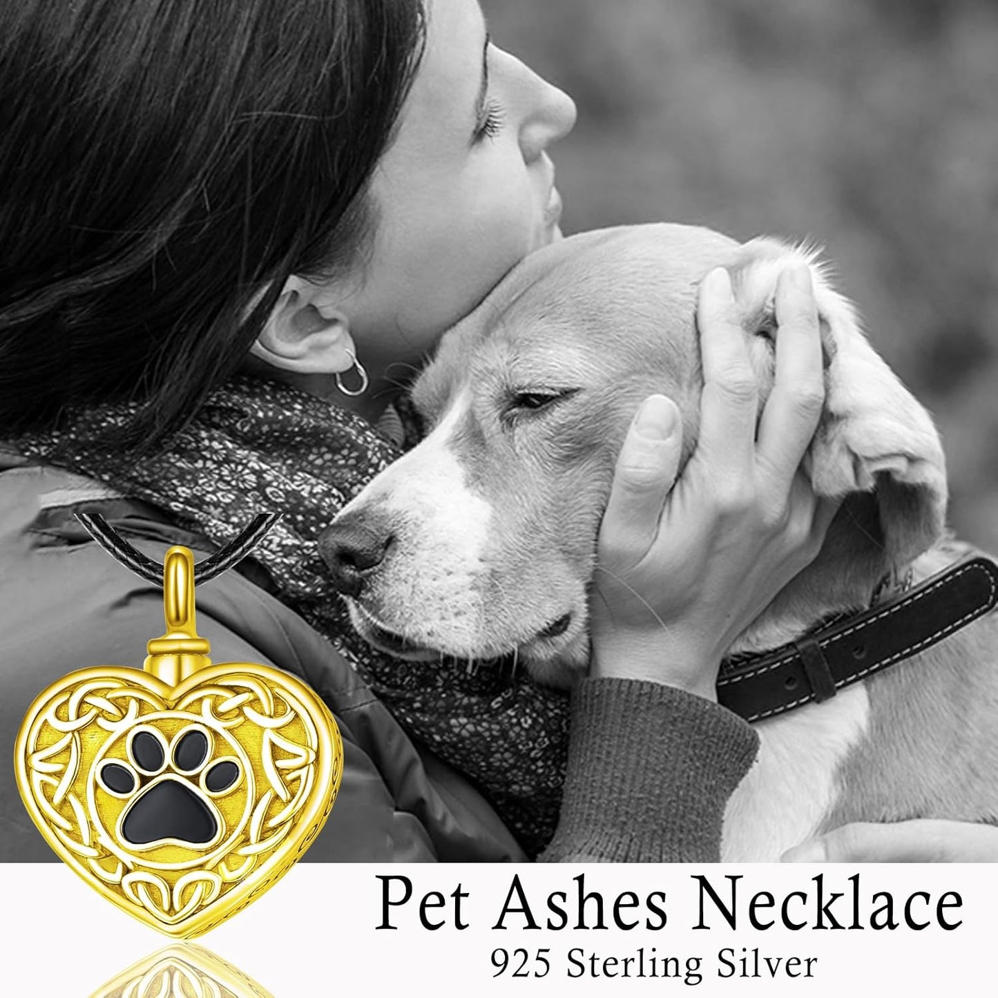 Dreamboat Pet Urn Necklace for Dog Cat Ashes 925 Sterling Silver Paw Print Cremation Keepsake Pendant Celtic Knot Memorial Jewelry Gifts for Women Men