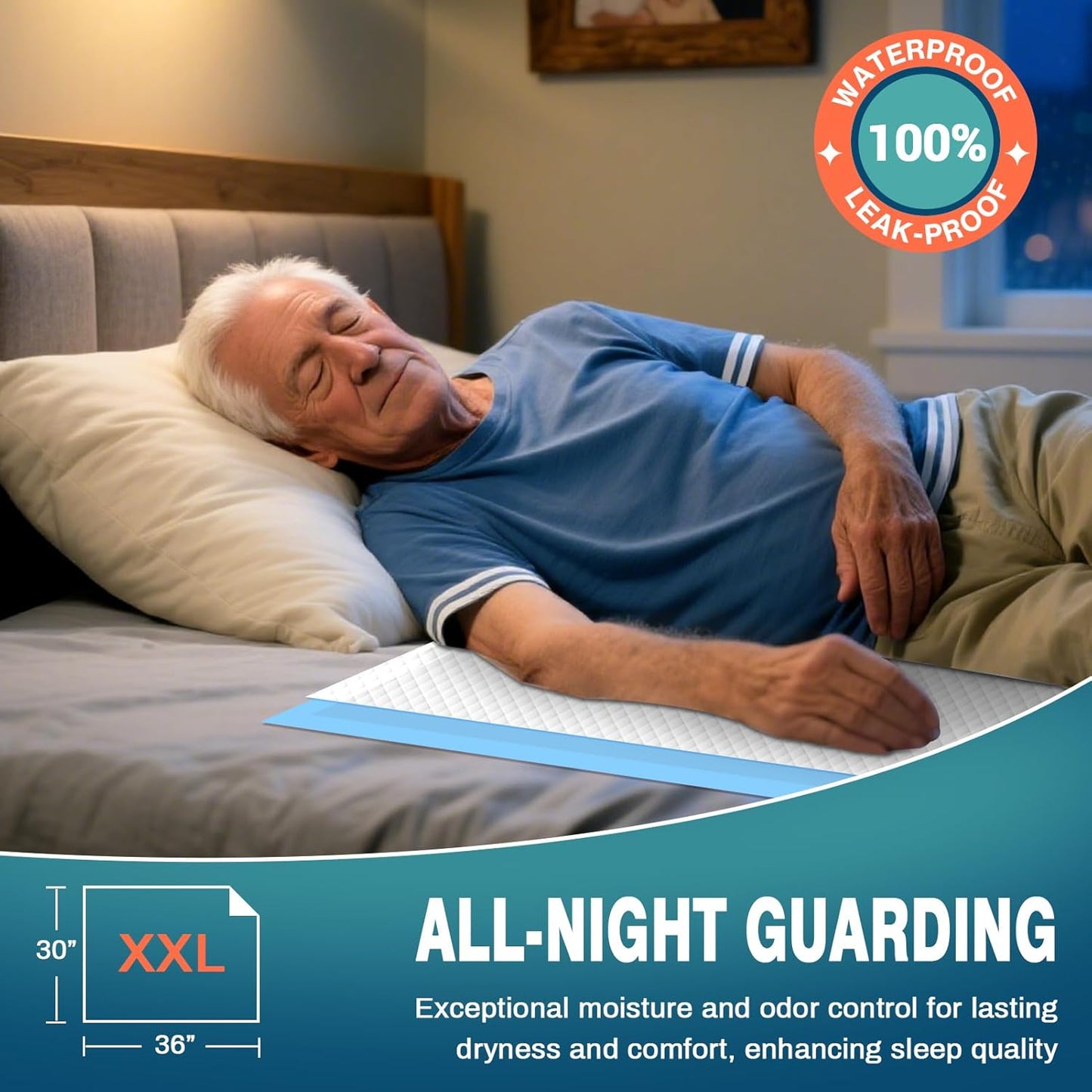 AAY Upgraded Bed Pads Disposable 30" x 36" (50 Count), Extra Large Super Absorbency Disposable Underpads for Incontinence, Premium Leakproof Protective Chucks Pee Pads for Adult, Kids, Puppy Training