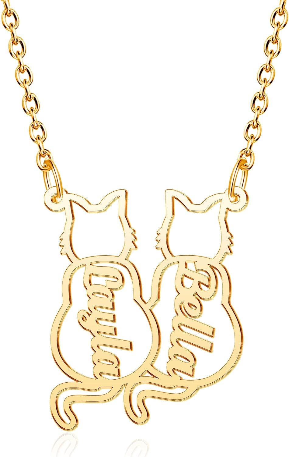 CoolJewelry Custom Dog Breeds Portrait Cat Pet Memorial Name Necklace Dainty Animal Pendant Chain Personalized Jewelry Remembrance Gifts for Dog Lover Women Girls