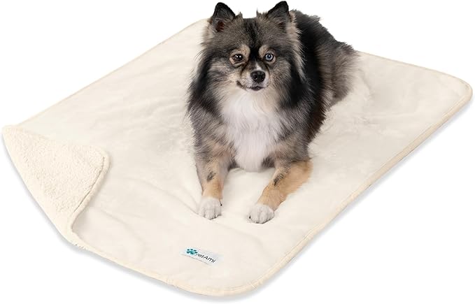 PetAmi Dog Blanket - Pee Proof & Water Proof, Reversible Fleece, Washable, Medium/Large Size, 29x40, Beige