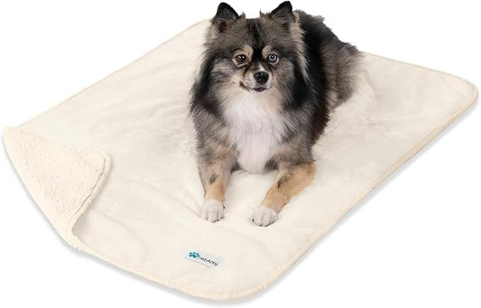 PetAmi Dog Blanket - Pee Proof & Water Proof, Reversible Fleece, Washable, Medium/Large Size, 29x40, Beige