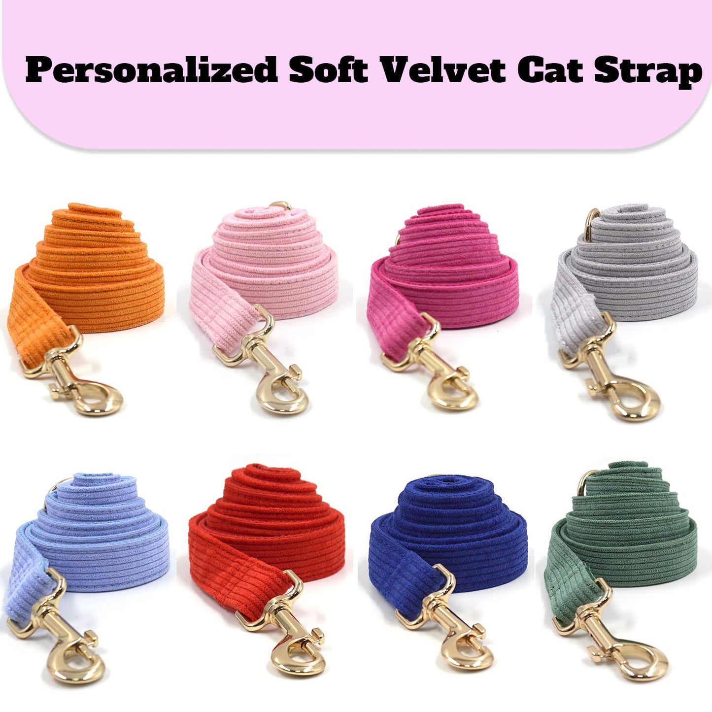 Personalized Cat Collar with Pet Name Phone Number Engraved Metal Buckle, Customized Adjustable Velvet Collars with Bell for Kittens