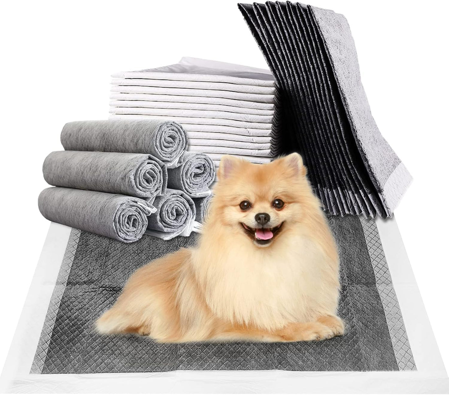 Fhiny Pee Pads for Small Dogs, 24" x 24" 40 PCS Large Disposable Puppy Pads Leak-Proof Super Absorbent Charcoal Potty Training Pad with Quick-Dry Surface for Dogs Puppies Cats Kittens or Small Pets