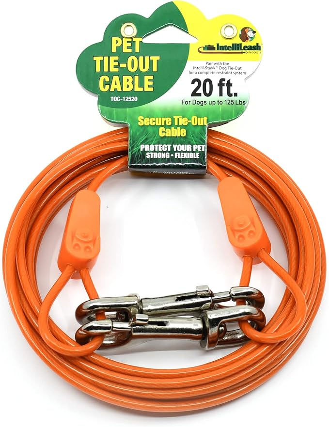 Tie-Out Cables for Dogs: Strong, Safe, and Durable Dog Tie-Outs for Every Breed: 125 lb / 20 ft