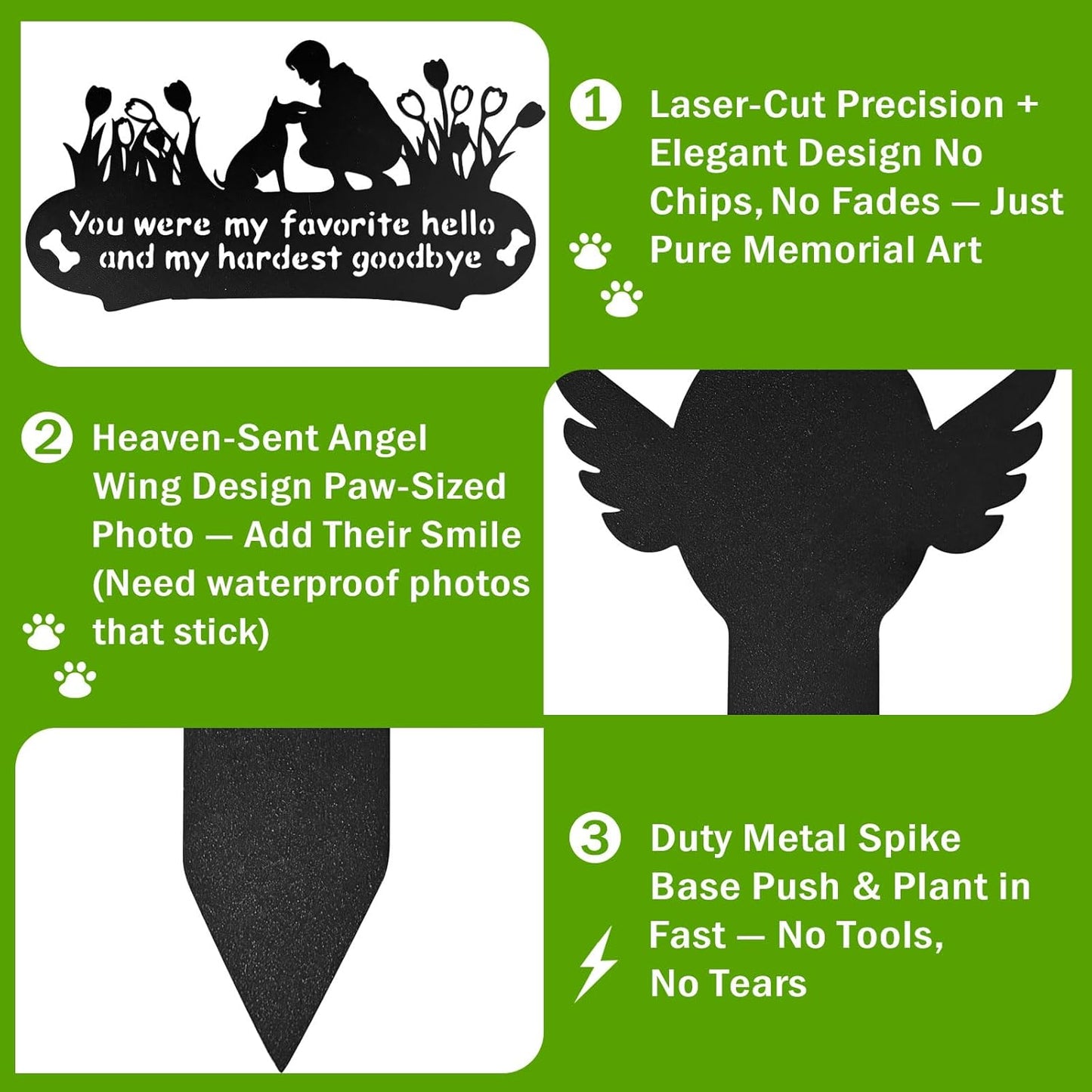 Dog Grave Marker, 12"X 14" Metal Baked Enamel Memorial Dog Stake for Cemetery Decorations, Waterproof Pets Headstone Plaque for Outdoors, Lost Sympathy Tombstone Memorial Garden Sign Gift (Love)