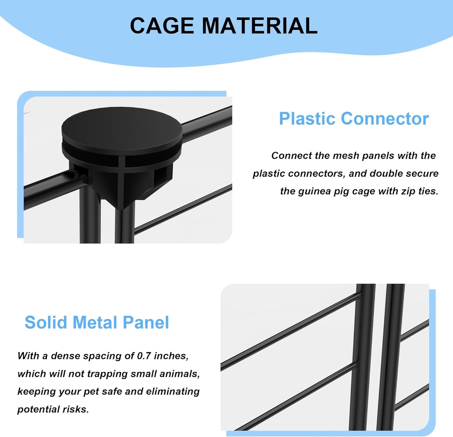 Guinea Pig Cages with Liner, 8-Sqft Small Animal Pet Playpen Indoor C&C Habitat Cage for Rabbit Puppy Hedgehog Outdoor Metal Yard Fence, 12 Panels (B011-07 cage&Liner)