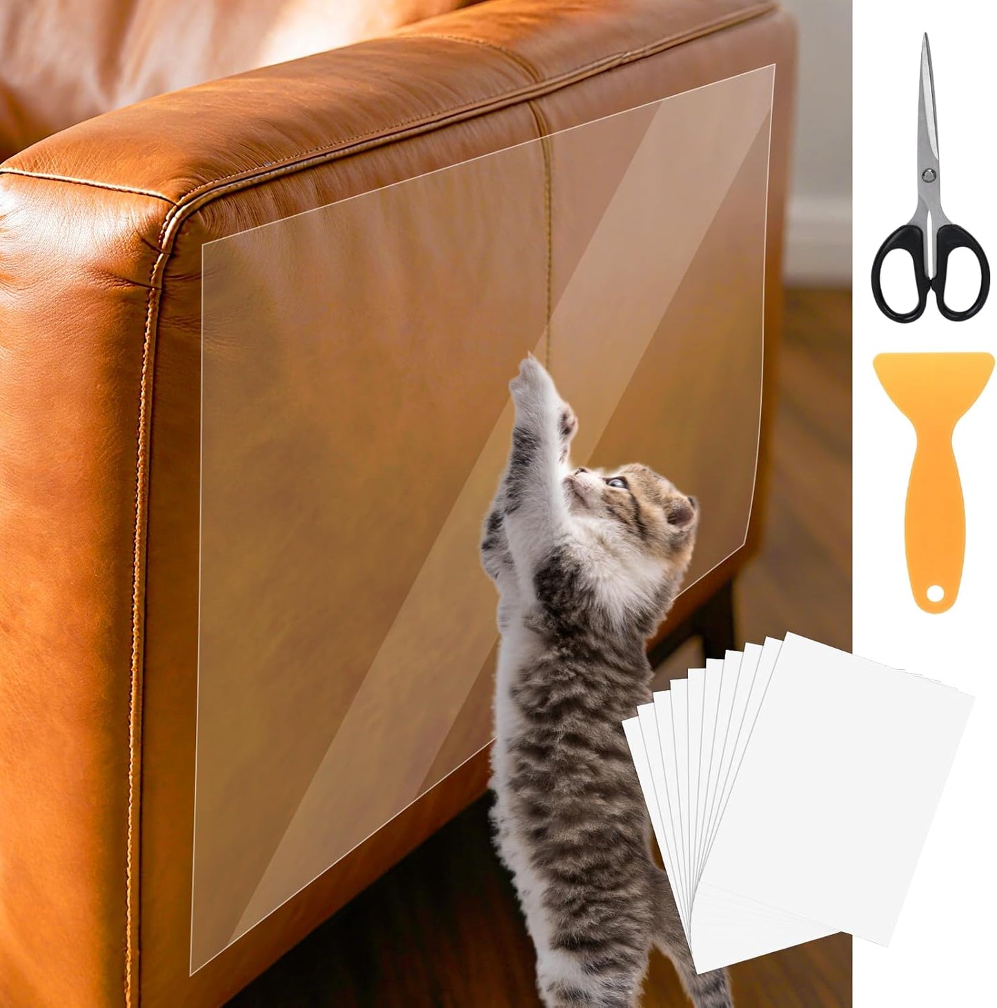 Cat Scratch Furniture Protector, Easy to Remove Couch Scratch Guard,Couch Protector from Cat Claws,Furniture Protection Pads and Cats Training Tape(10-Pack)