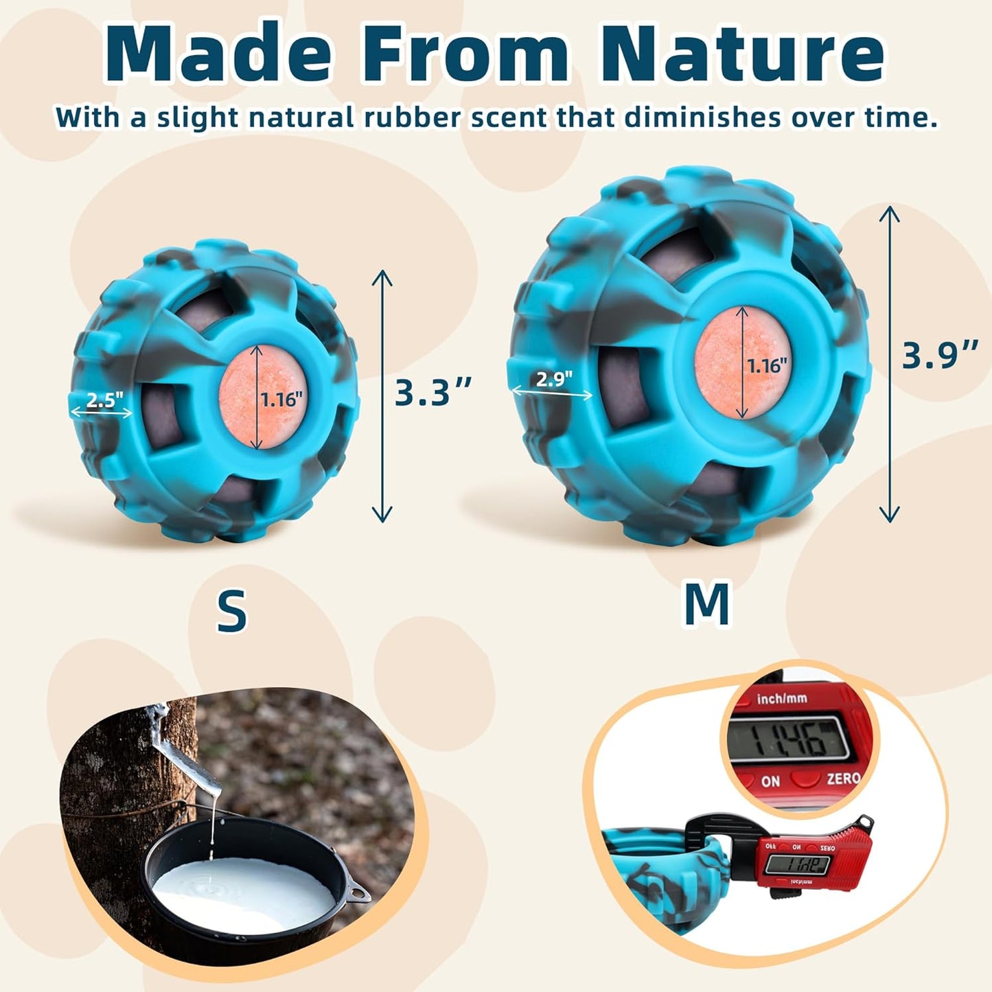 Frozen Treat Dispensing Dog Toys to Keep Them Busy,Dog Enrichment Toys for Natural Rubber-Stuffable Ball,Dishwasher Safe,Blue,M