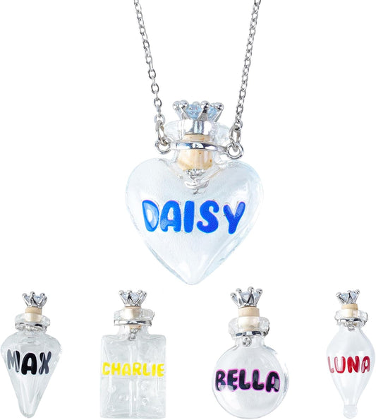 callie Personalized Pet Fur Memorial Necklace - Custom Name, Dog Cat Hair Ashes Storage Glass Necklace, Birthday Memory Jewelry Gifts for Women Pet Lovers