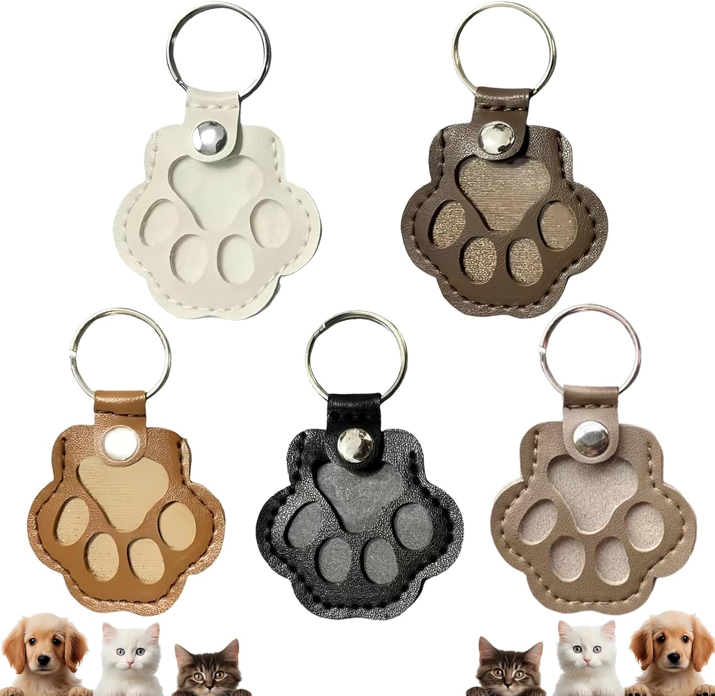Leather Pet Memorial Keychain, Pet Hair Keepsake Keychains, Cute Leather Paw Keychains, Memorial Gift for Pet Lovers