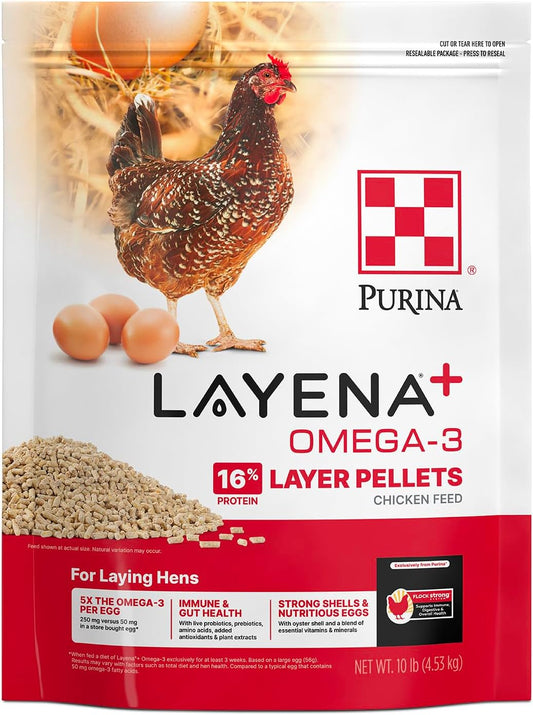 Purina® Layena®+ Omega-3 Chicken Feed Pellets, 10 Pound Bag