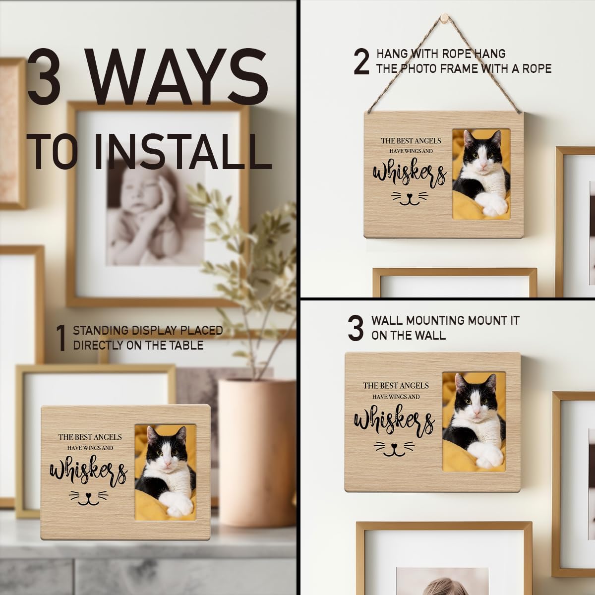 Pet Memorial Gifts for Cats, Cat Memorial Gifts for Loss Of Cat, Pet Loss Sympathy Gift Picture Frame, Pet Loss Gifts, Pet Remembrance Gift Cat Memorial Photo Frame for Desk Shelf Table Top Home Decor