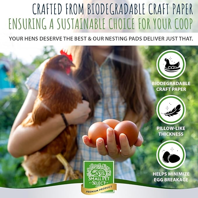 Small Pet Select - Chicken Nesting Pads (8-Pack), 13x13, for Hens, Fits Most Nesting Boxes, Chicken Coop Nest Liners