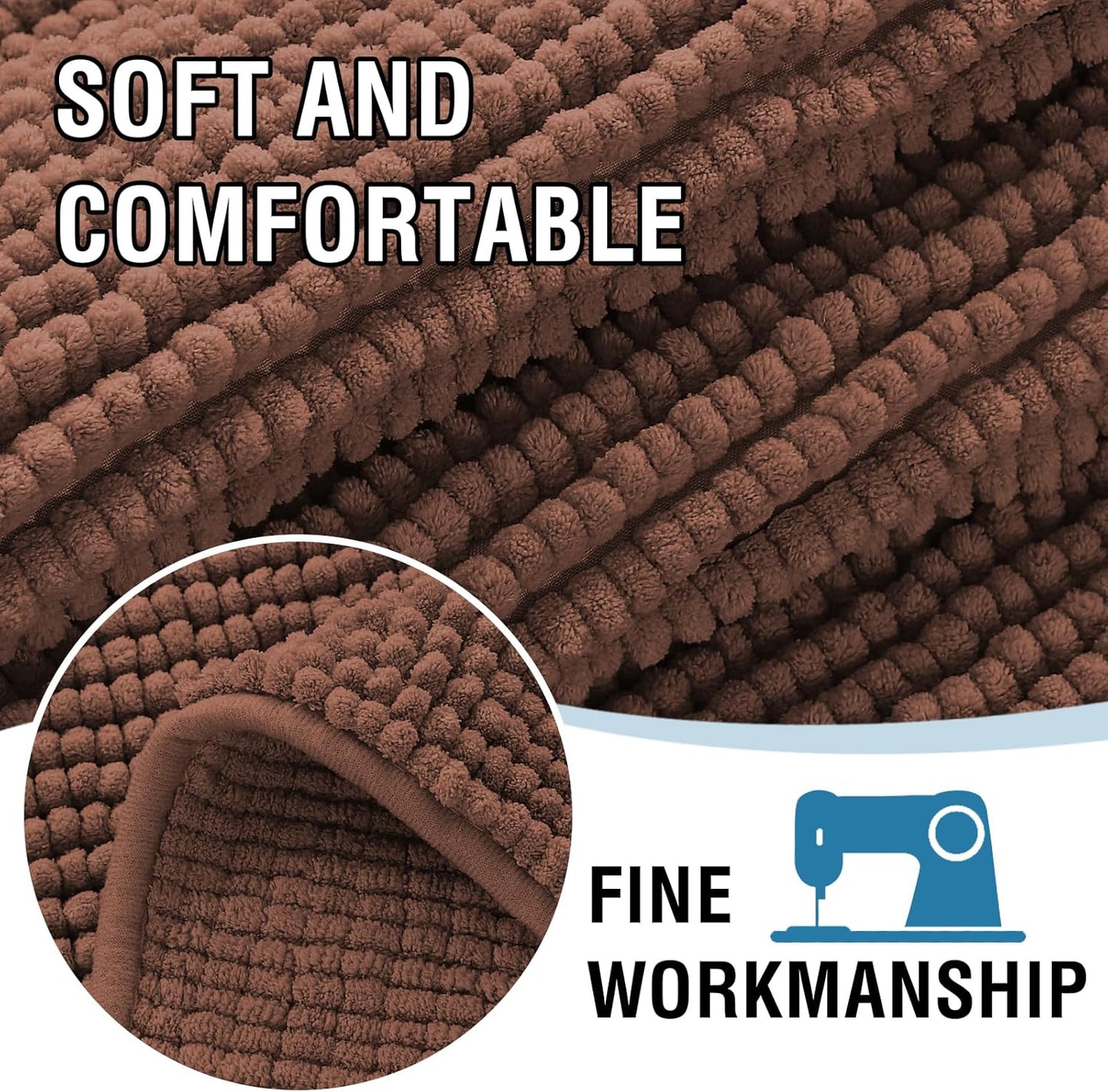 H.VERSAILTEX Plush Chenille Dog Bed Cover Thick Soft Sofa Cover for 3 Cushion Couch Anti Slip Couch Cover Furniture Protector for Dog, Pet, Cat (35" x 74", Caramel)