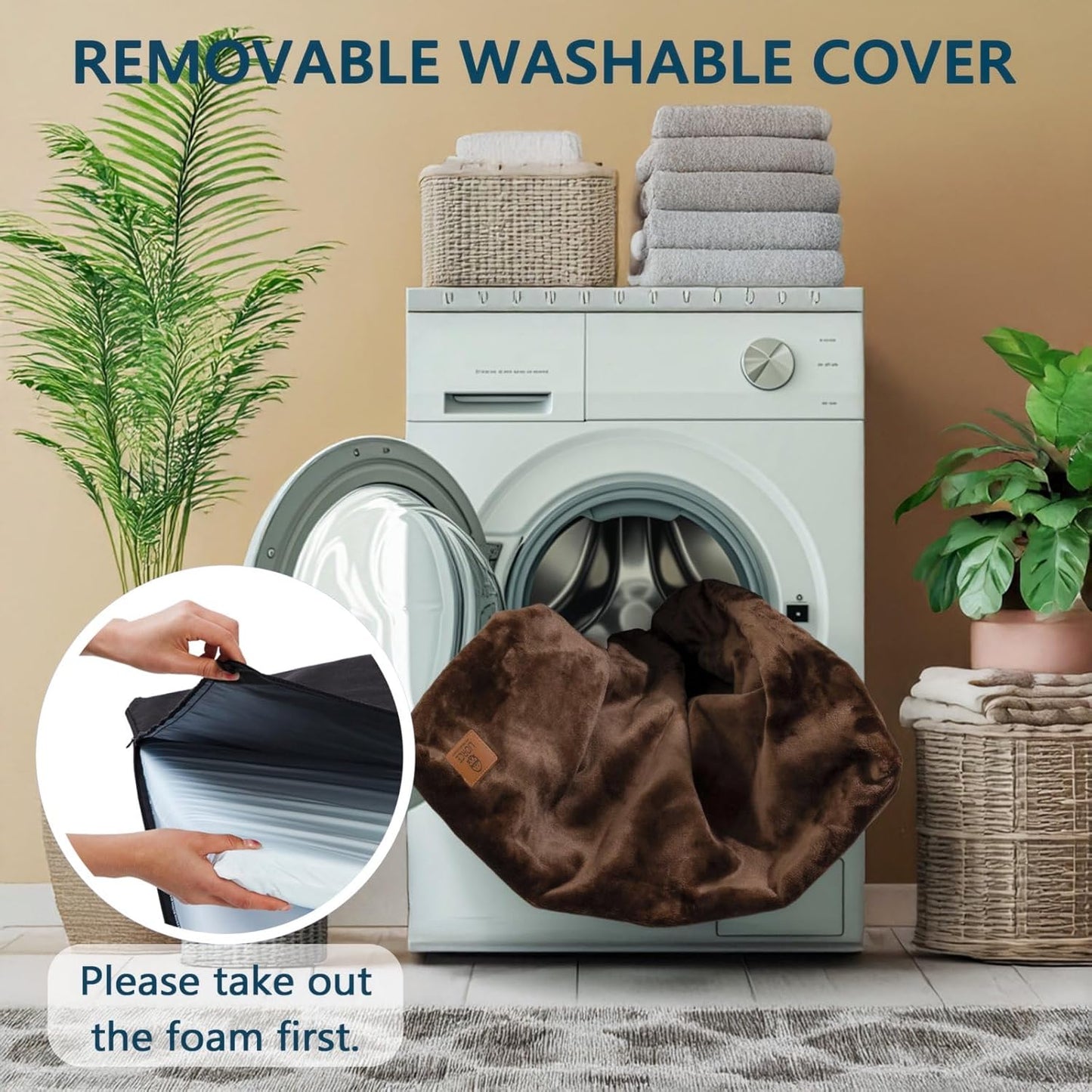 Dog Crate Pad - Dog Bed Large Sized Dogs with Removable Washable Cover and Waterproof Lining - Memory Foam Pet Bed for Crate - Reversible Kennel Mat (Cool & Warm), 36-inch, Brown