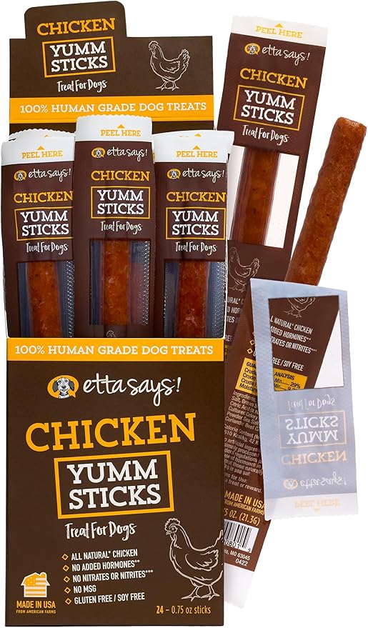 etta says! Yumm Sticks - Real Meat Chicken Dog Jerky Treats - Human Grade - Made in The USA (24 Count Pack of 1)