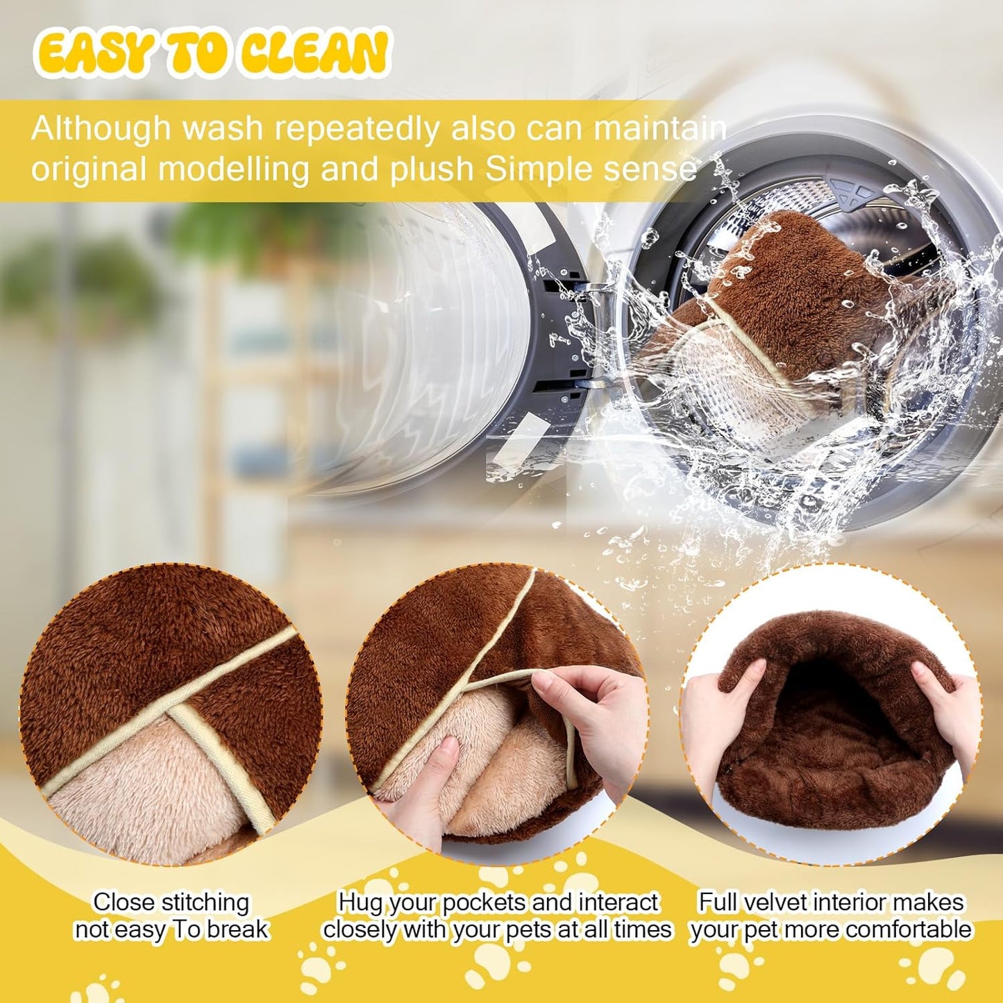 Wenqik 2 Pcs Guinea Pig Hideouts Washable Bunny Bedding Cuddle Warm Small Pet Sack Supplies Portable Pet Carrier Cage Nest Guinea Pig Accessories for Cage(Dark Brown, Light Coffee,Plain)