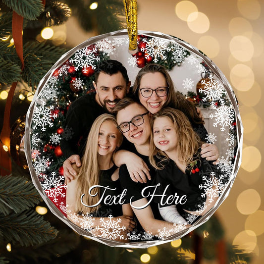 Personalized Photo Crystal Ornaments, Custom Glass Pendants with Picture, for Christmas/New Year, Fireplace Room Ornaments for Family, Personalized Decorative Hanging Ornaments