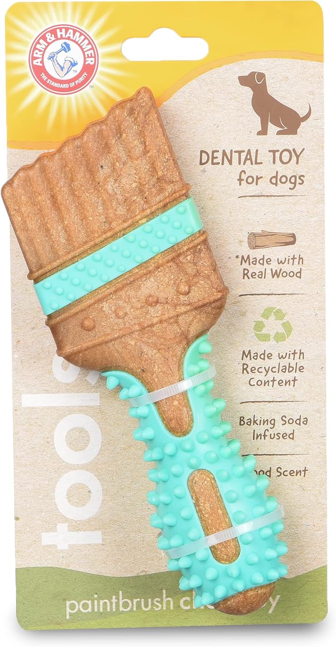 Arm & Hammer for Pets Chew Tools Collection: Wood Blend Paintbrush Chew Toy for Dogs | Compressed Wood Dog Chew Toys with Baking Soda, Safer & Durable Alternative to Chewing Sticks 7.5 Inch