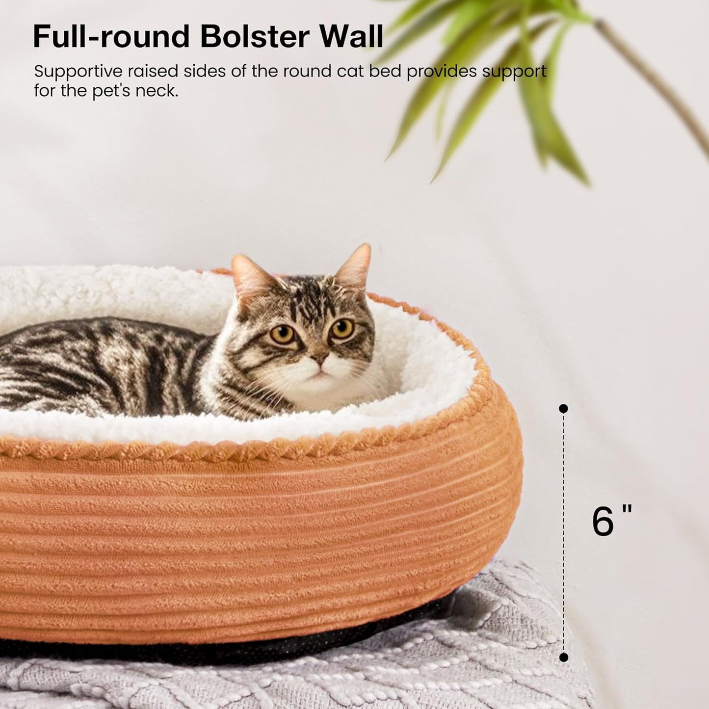 Love's cabin Round Donut Cat and Dog Cushion Bed, 20in Pet Bed for Cats or Small Dogs, Anti-Slip & Water-Resistant Bottom, Super Soft Durable Fabric Pet beds, Washable Luxury Cat Dog Bed Orange Stripe