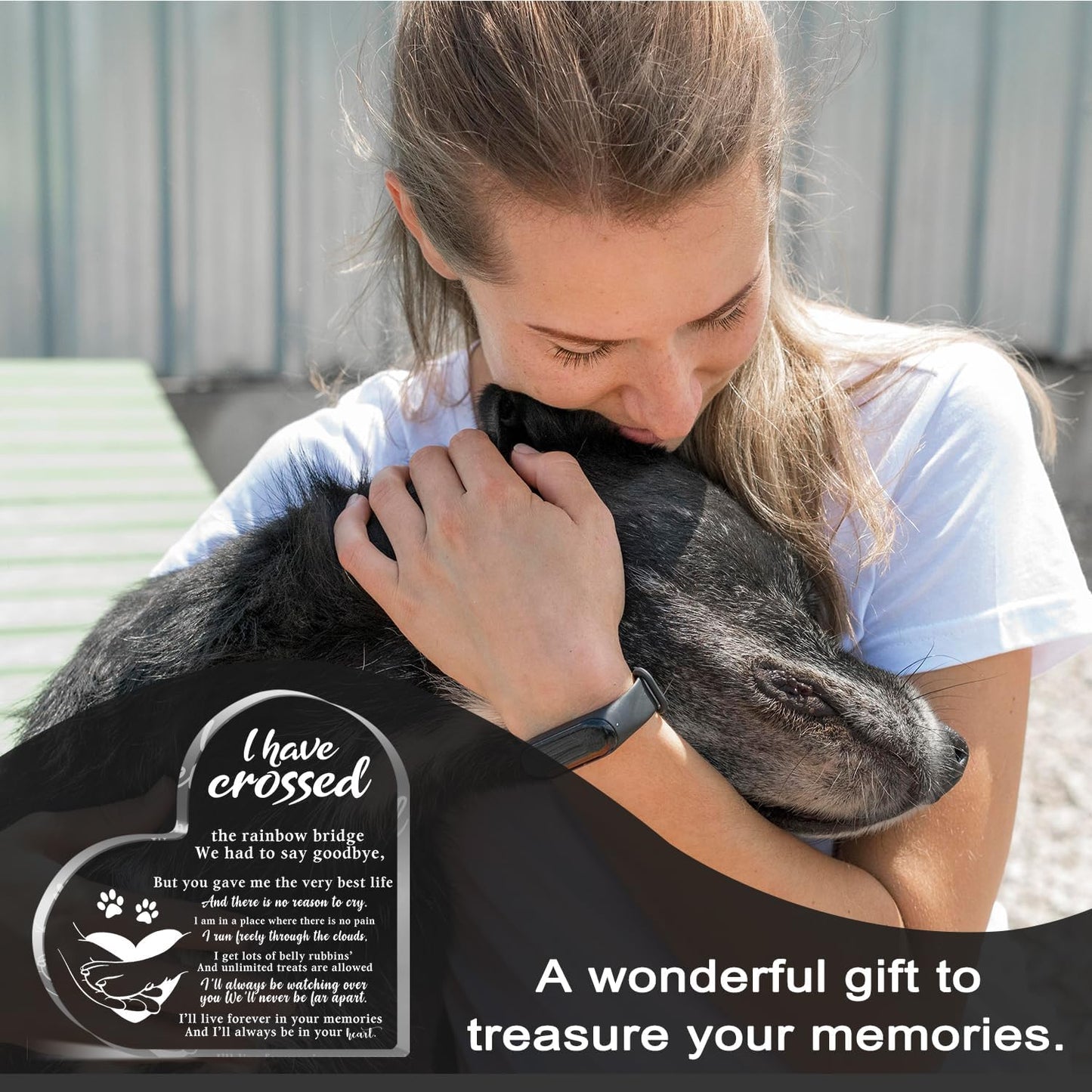 Pet Memorial Acrylic Rainbow Bridge Decorations - Sympathy Gifts for Loss of Dog, Cat - Bereavement Gifts for Pet Loss Remembrance