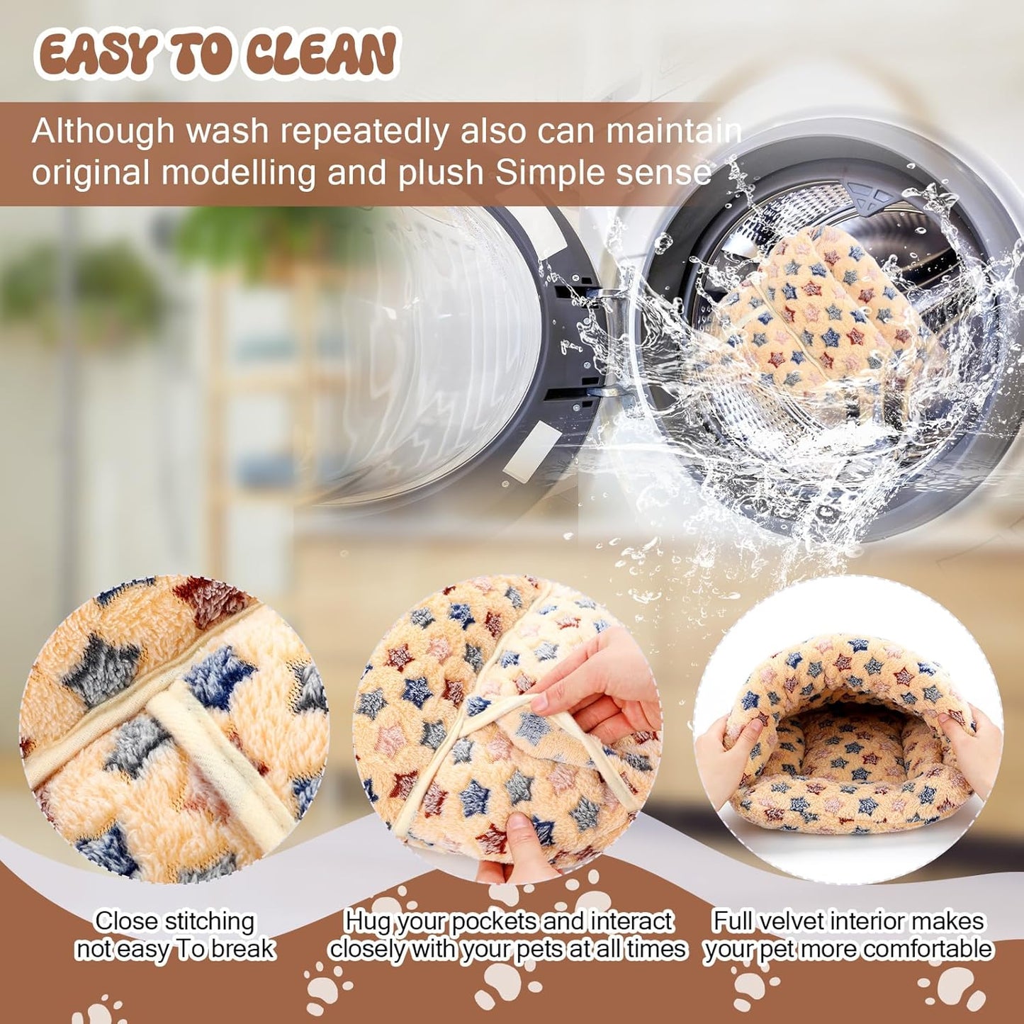 Wenqik 2 Pcs Guinea Pig Hideouts Washable Bunny Bedding Cuddle Warm Small Pet Sack Supplies Portable Pet Carrier Cage Nest Guinea Pig Accessories for Cage(Blue, Khaki,Star)