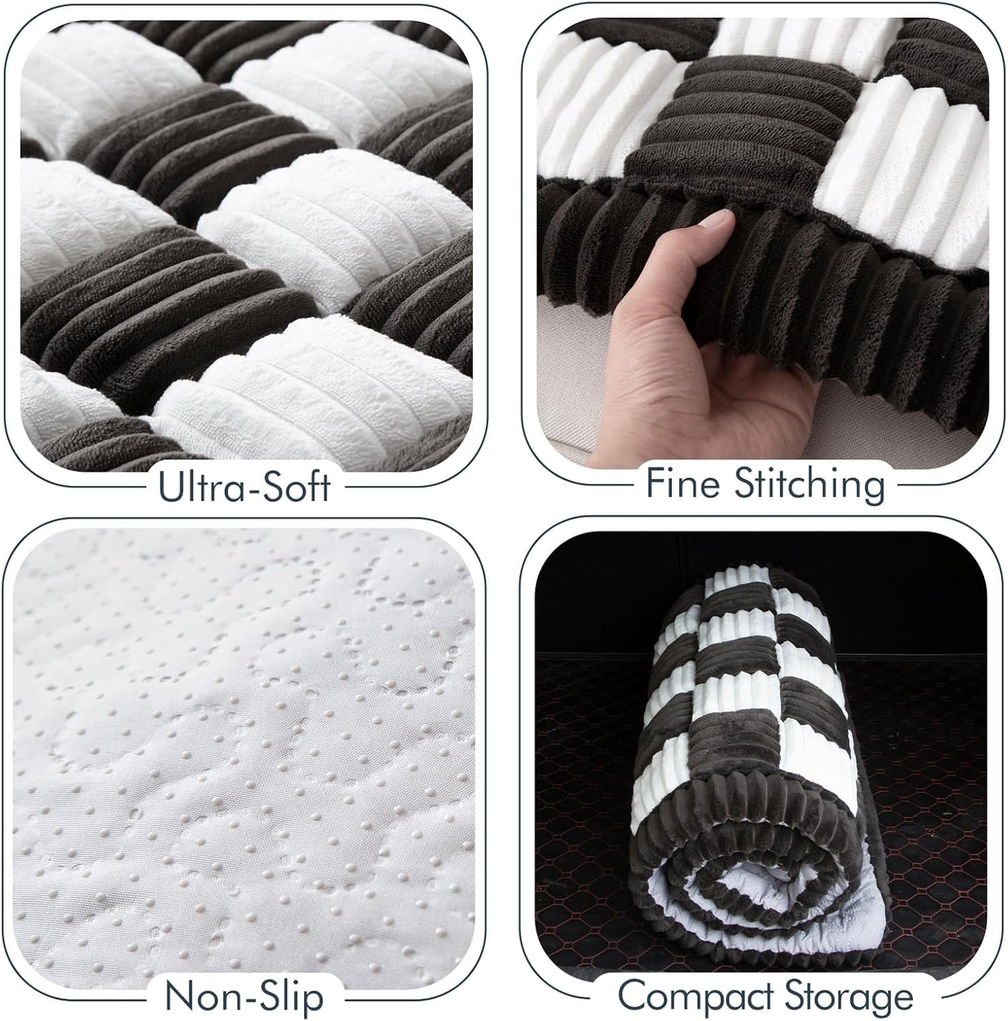 Dog Bed for Car, Pet Travel Backseat Mat for Vehicle SUV Truck Jeep Automobile, Large Washable Foldable Non-Slip Fuzzy Soft Comfortable Cozy Extender Protector Cover Pad, Black, 24.8x54 in